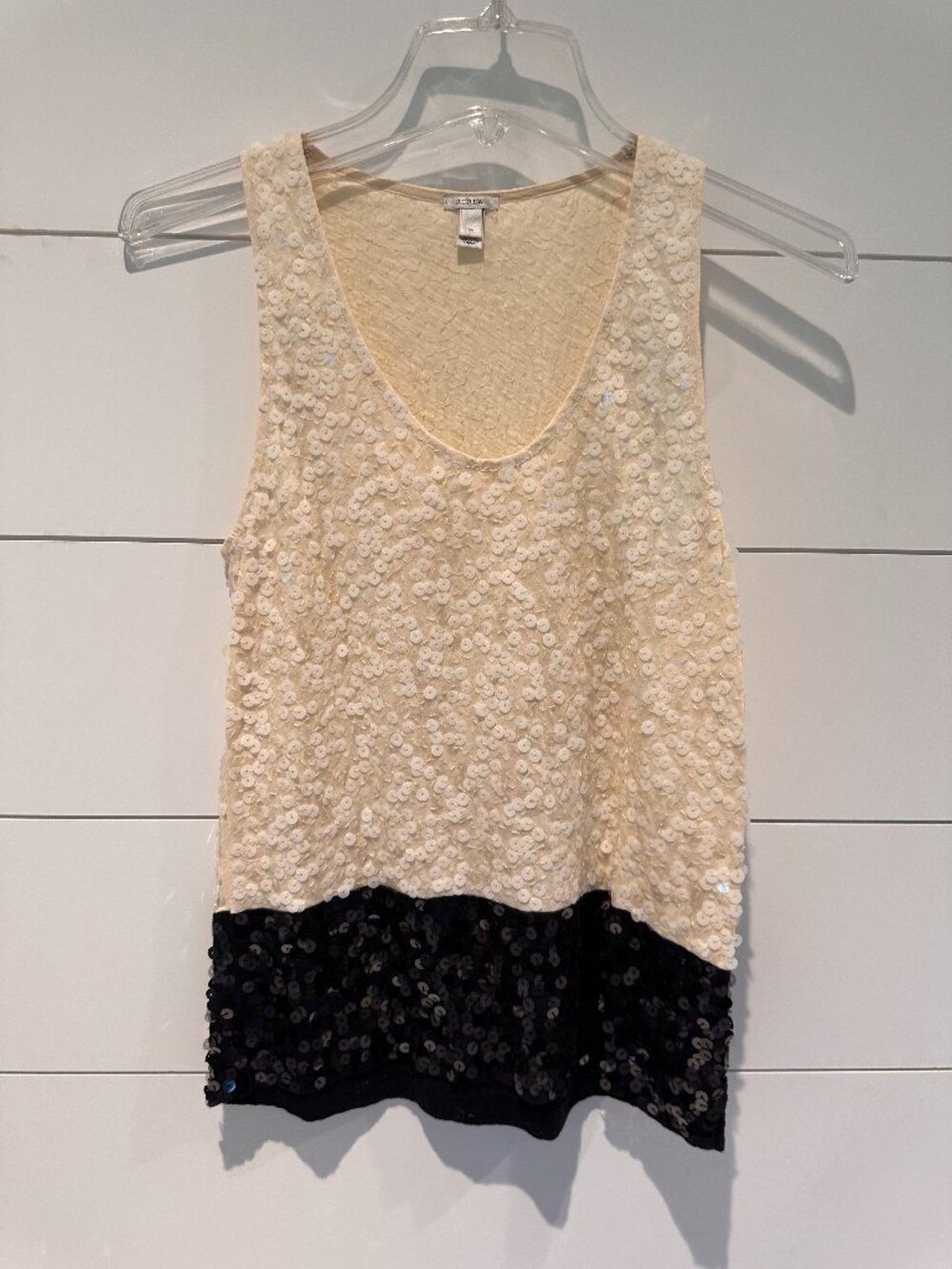 J. Crew Colorblock Sequin Tank Top - Cream and Black size XS